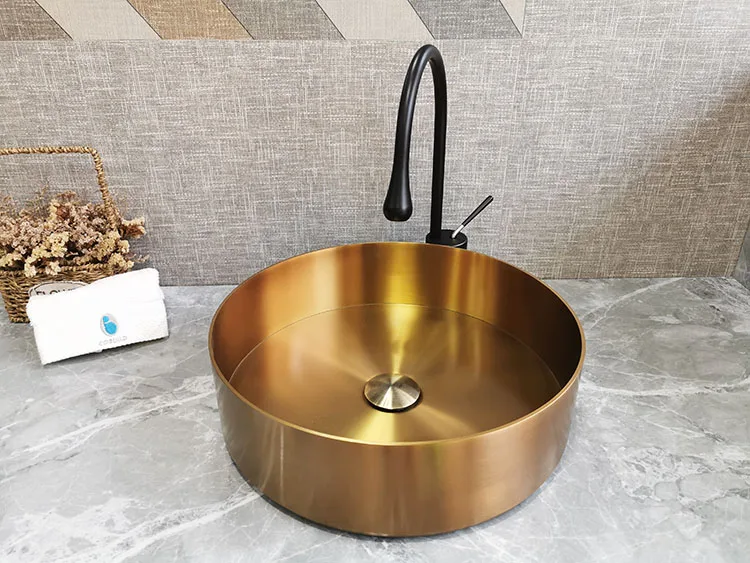 Deluxe Design 304 Stainless Steel Round Above Counter Bathroom Sink For