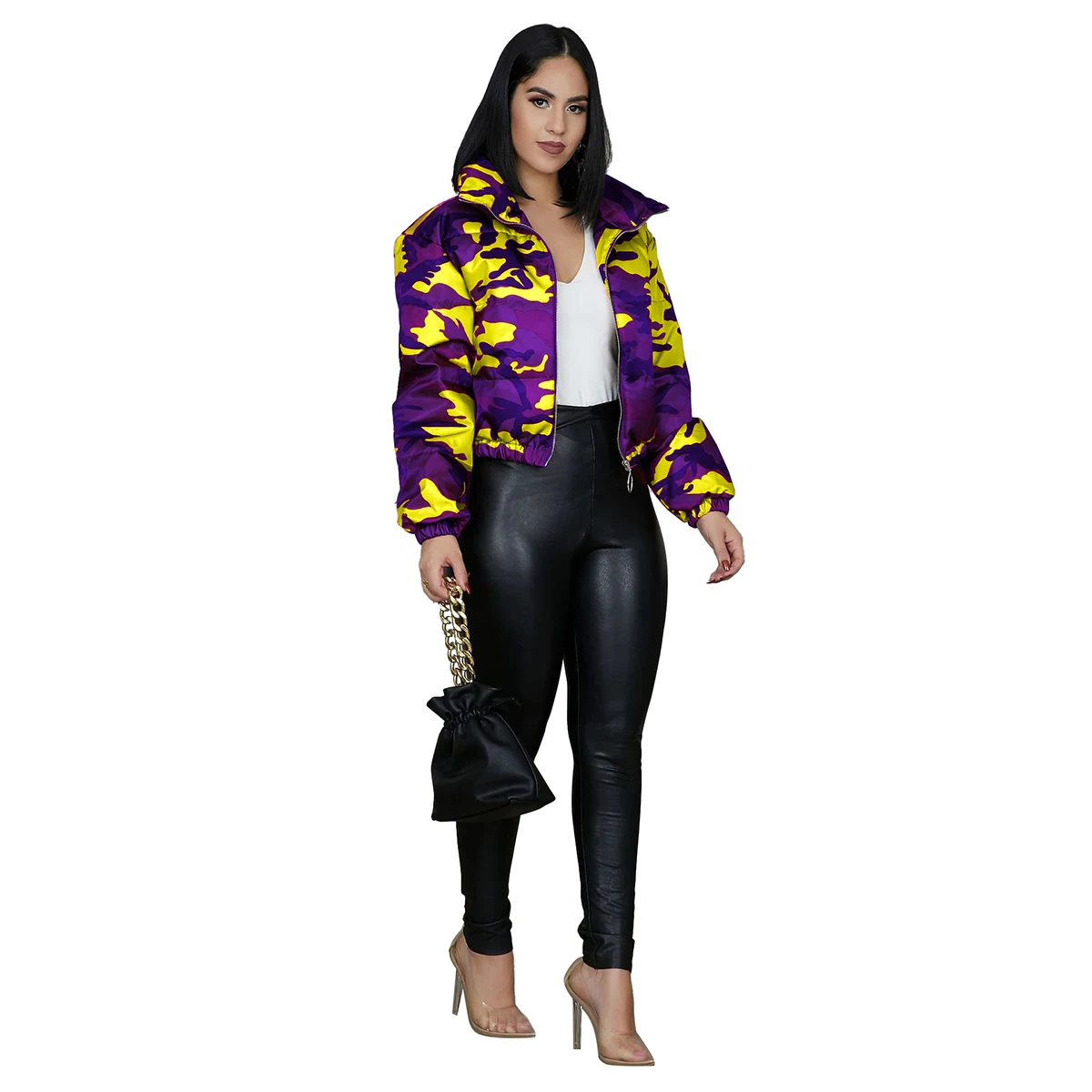 

winter 2020 clothes winter women clothing bubble coat down puffer jacket camouflage short down jacket for women ladies, Picture