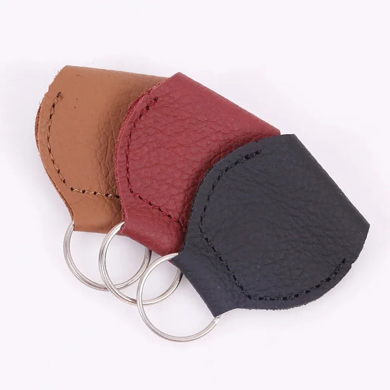 

High Quality Genuine Leather Guitar Pick Holder Case Bag Multi Function Car Key Ring Holder, Brown/black