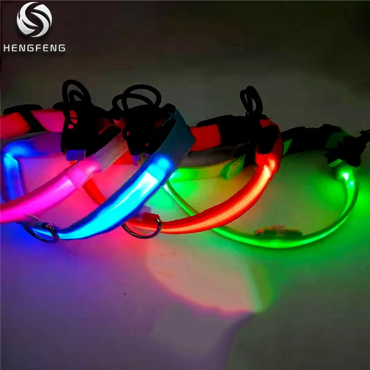 

Rechargeable dog collar Glowing Pet Light Led Collars Flashing Led Light Glow In The Dark, Picture shows or custom