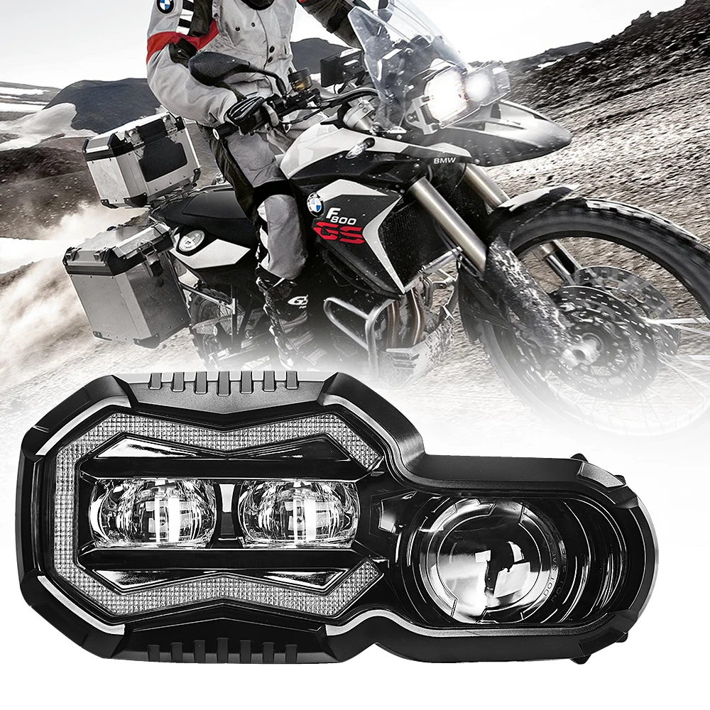 

Newest E24-R113 Approved Motorcycle LED Headlight with Angel Eye DRL Assembly Kit for BMW F650G F700GS F800GS F800ADV F800R
