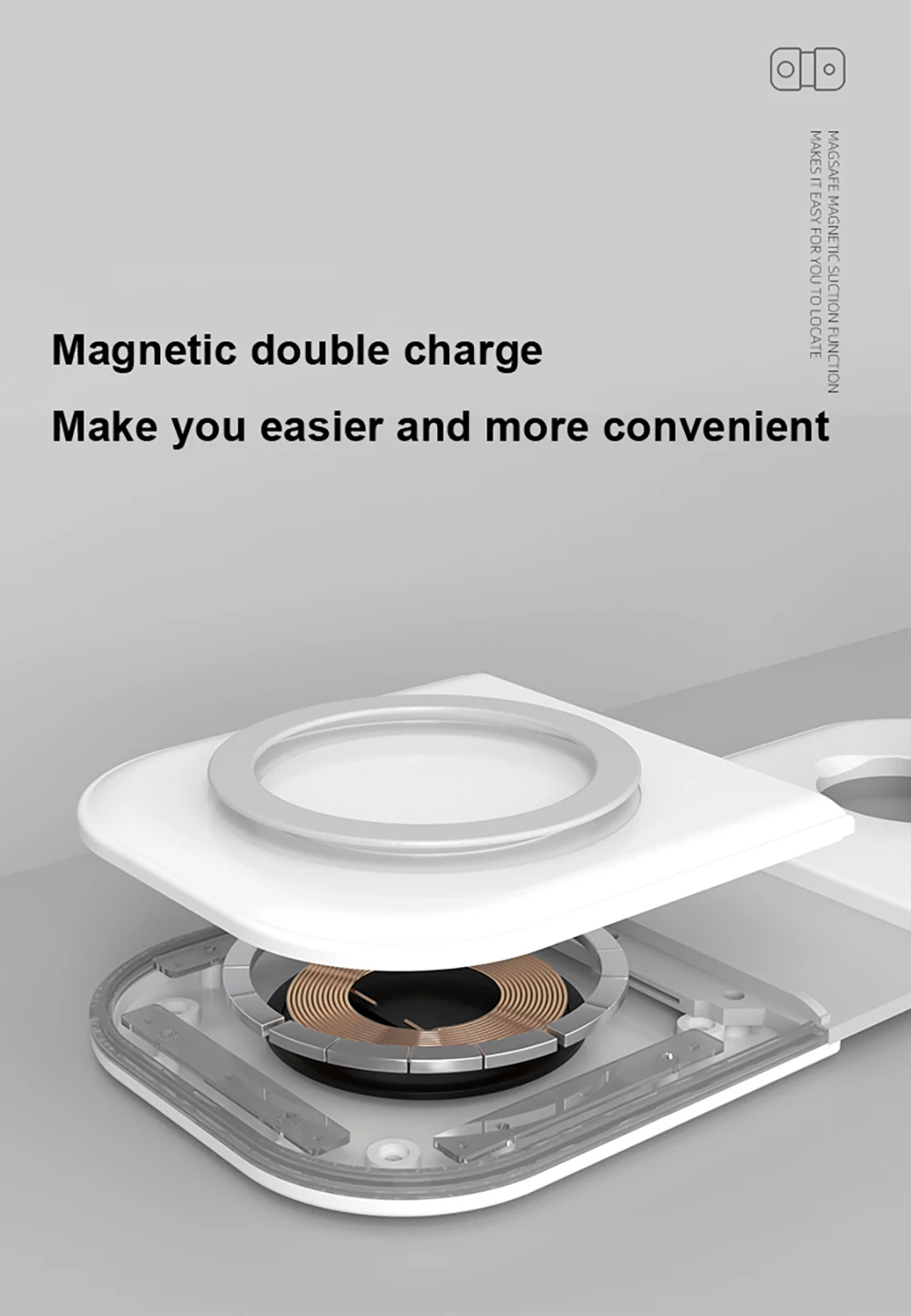 2 In 1 Folding Wireless Charger 15w For Iphone 12 For Iwatch For