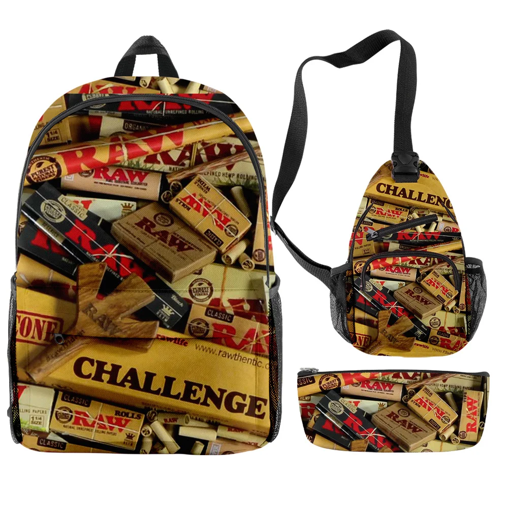 

Wholesale Fashionable 3Pcs Raw Cigar Backpack For Boys Men Raw Print Bag Laptop Shoulder School Bag Travel Bag, Customized color