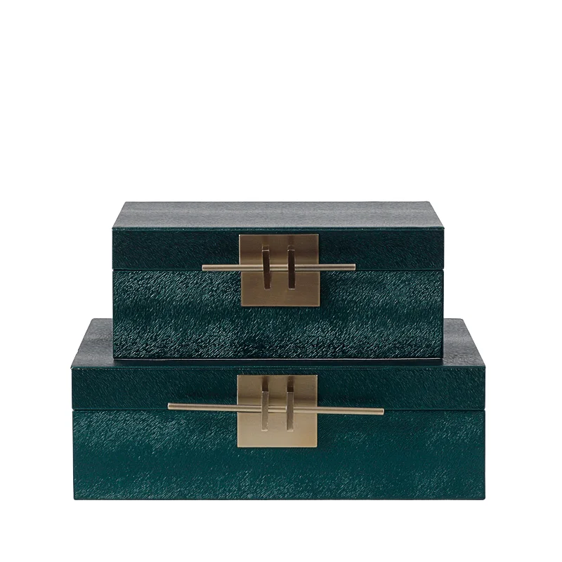 

Classical graceful green PU leather home cabinet decoration jewelry packaging box organizer case