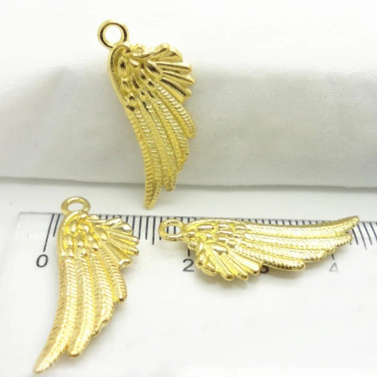 100pcs/pk 时尚 diy 饰品饰品天使翅膀留下小金属合金饰品时尚合金
