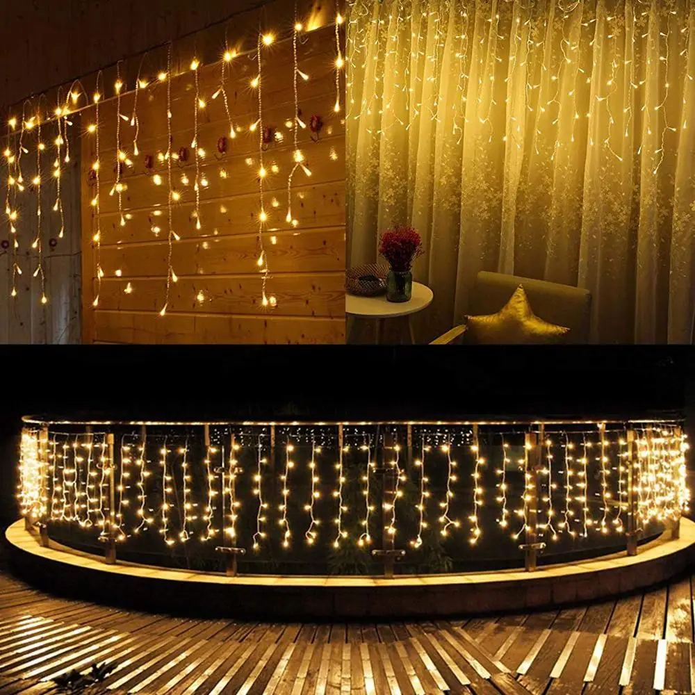 600LED Warm White Net Mesh Curtain Fairy Lights For Outdoor Wall, Wedding Decorations