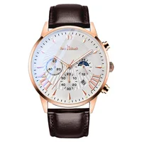 

luxury leather waterproof quartz chronograph oem brand hands wristwatches custom logo wrist watch men