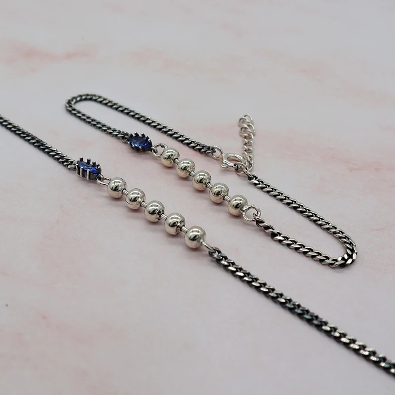 

WS002 Women wholesale 925 sterling silver customized CUBAN link necklace gift and bracelet jewelry set