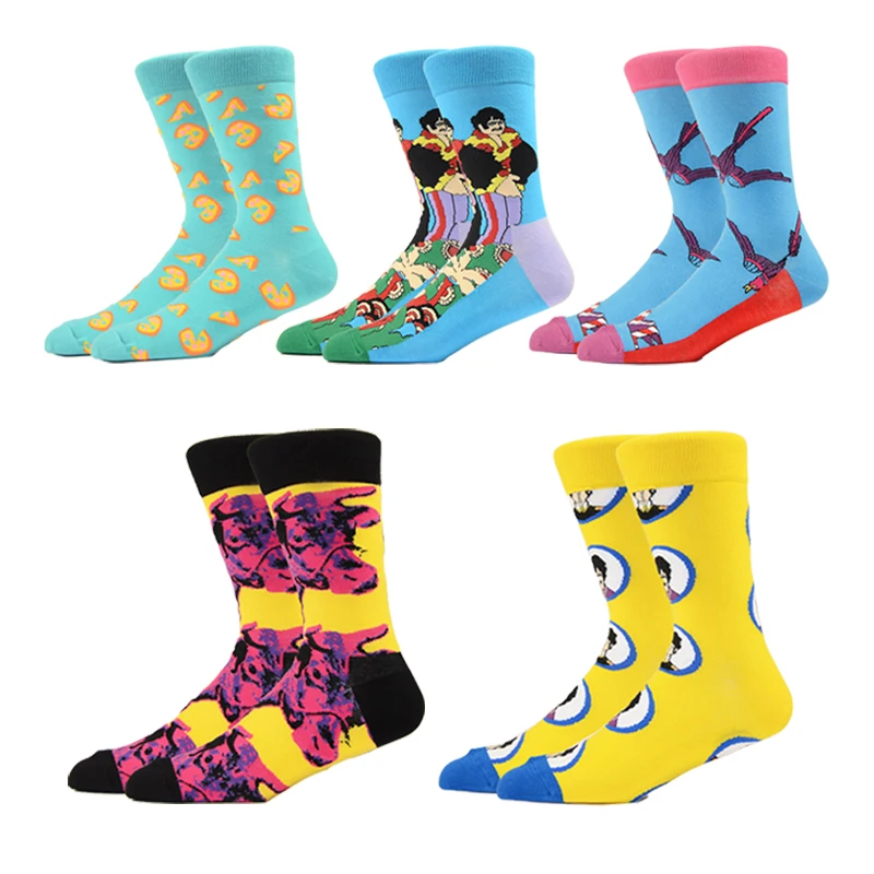 

Hotsale High Quality Men's Socks Manufacturer Wholesale Cotton Cartoon Graphic Custom Sock Logo