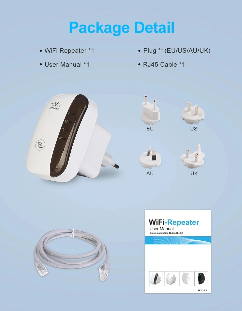 Original Manufacturer US /AU/EU/ UK Plug Wireless Extender Signal Amplifier Booster Wifi Repeater 300Mbps
