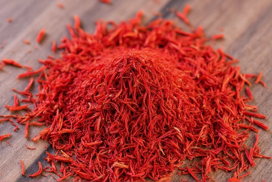 Traditional Spanish paella dish with golden rice, seafood, and visible saffron threads
