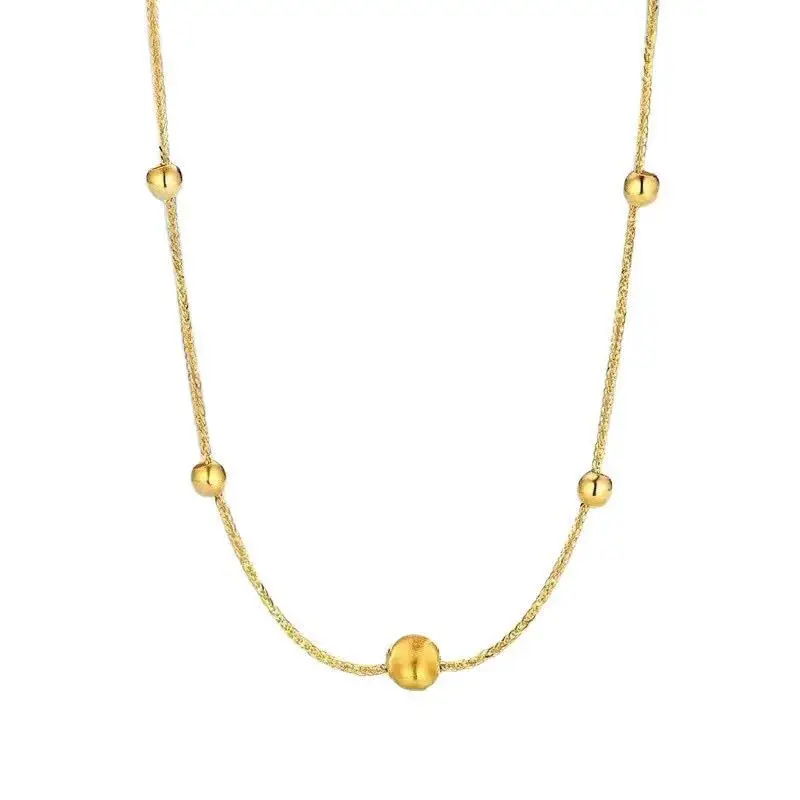 

Certified 18K Golden Cat Eye Bead Necklace Au750 Hot Sale High Cost Performance Women's Clavicle Chain Water Shell Gold