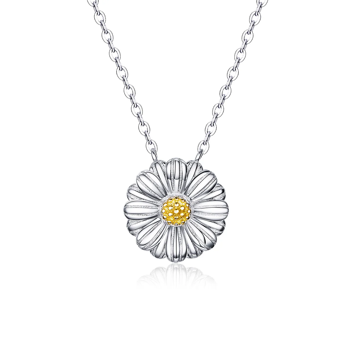 

SCN370 Beautiful Necklace Jewelry 925 Sterling Silver Statement Enamel Daisy Flower Fashion Necklace