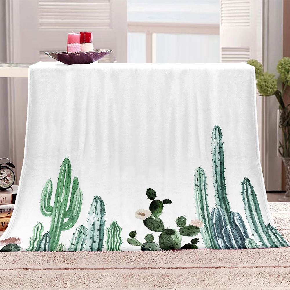 

Tropical Desert Cactus Pattern Blanket Custom Photo Digital Printing Flannel/wool Sublimation Baby Blanket With Printing 130*100