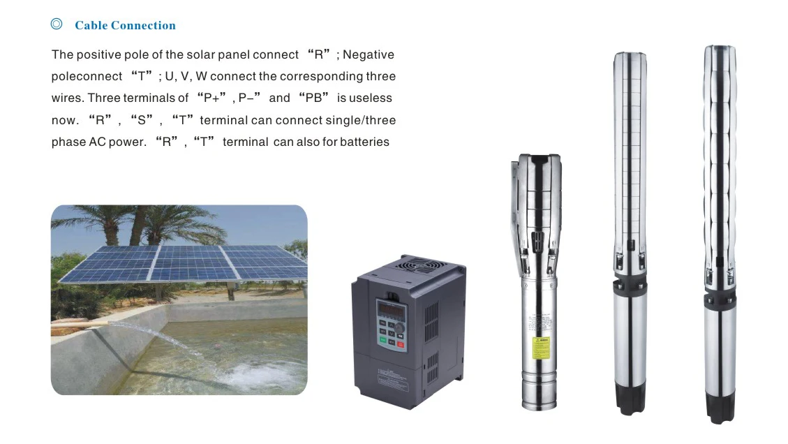 
dc deep well submersible solar water pump for agriculture irrigation 