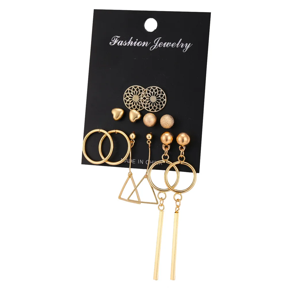 

Fashion Gold Plated Tiny Heart Dreamcatcher Girls Ladies Charm Triangle Stick Geometric Stud Earrings Jewelry For Women, Color plated as shown