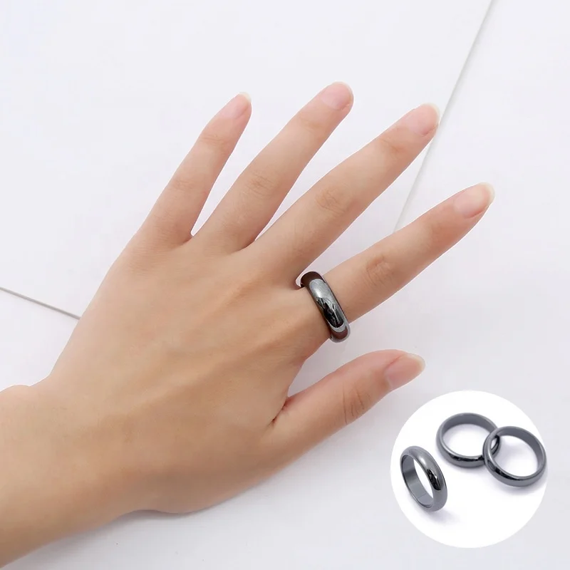

Ready To Wholesale Genuine Magnetic Black Hematite Anxiety Gemstone Rings Break With Negative Energy For Women