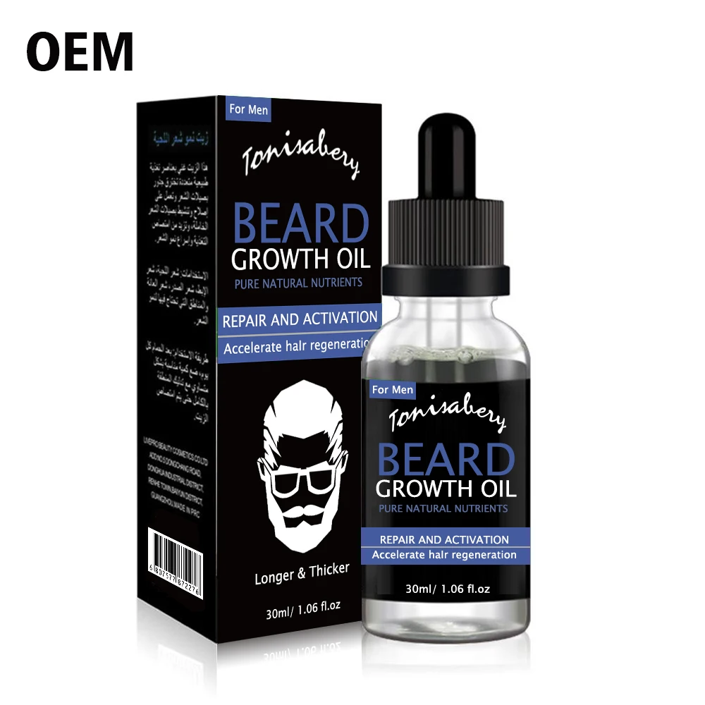 

30ml pure nature organic nutrients regrowth essential men hair beard growth oil private label beard growing oil