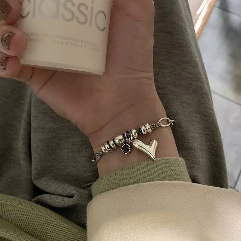 

Vershal D031 Wholesale Stainless Steel Vintage Heart Charm Bracelet For Women