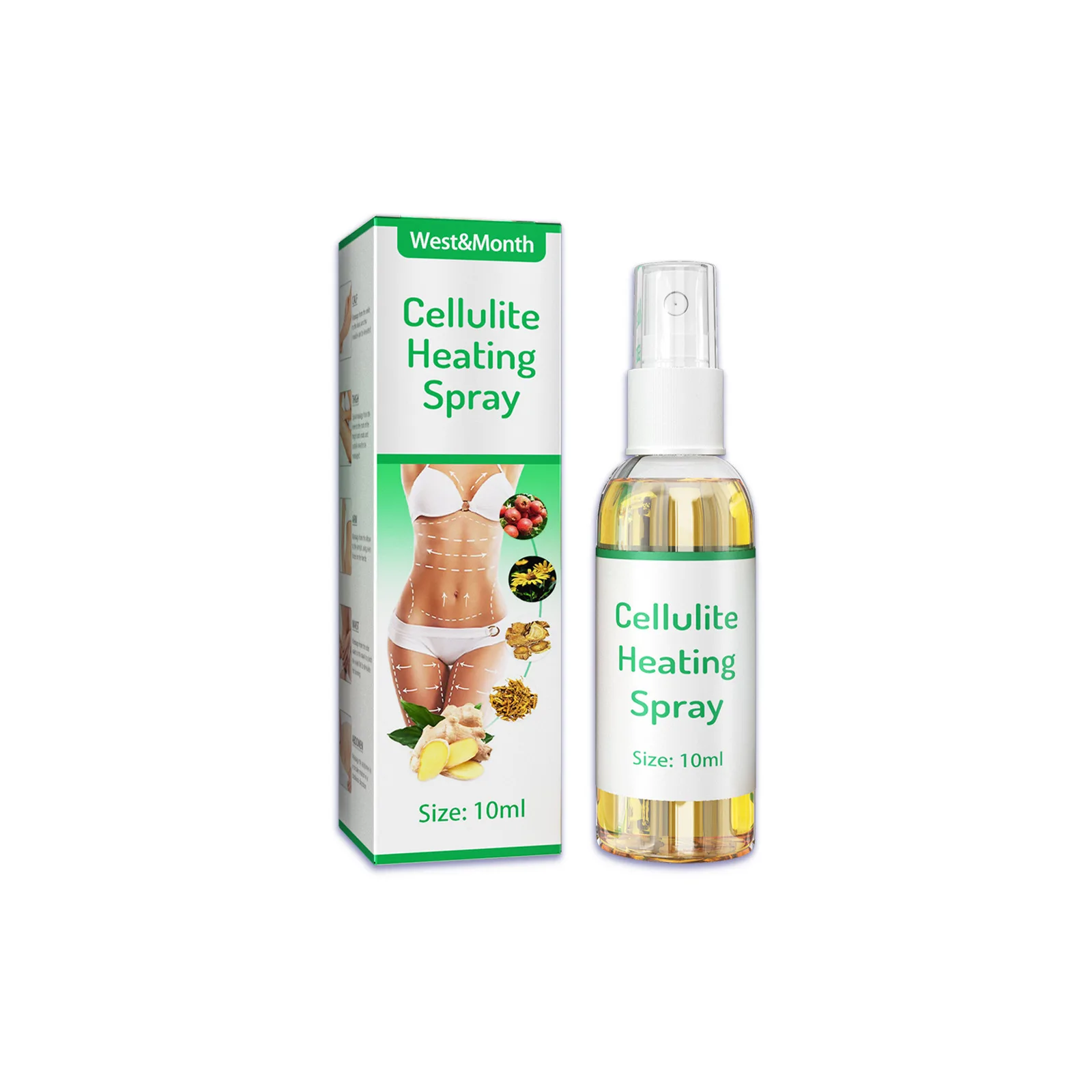 

West&Month Body sculpting spray shaping firming slender belly thigh slimming essential oil massage heating essence spray