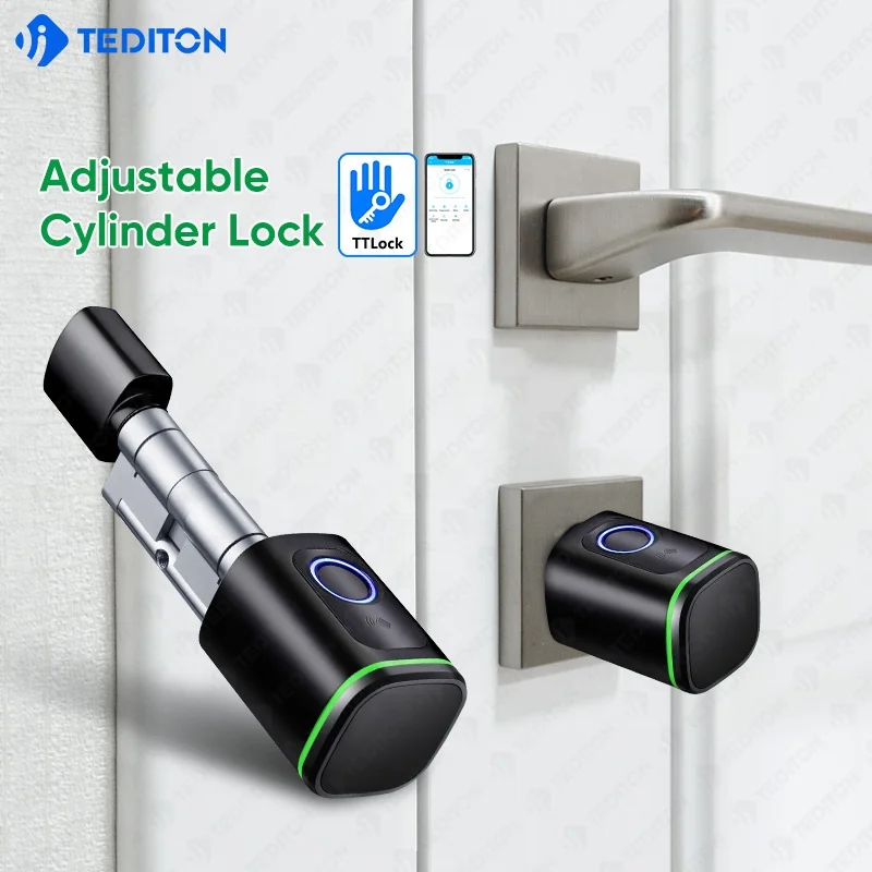 

OEM Euro Cylinder TTlock APP Adjustable Cylinder Size Smart Cylinder Fingerprint Door Lock