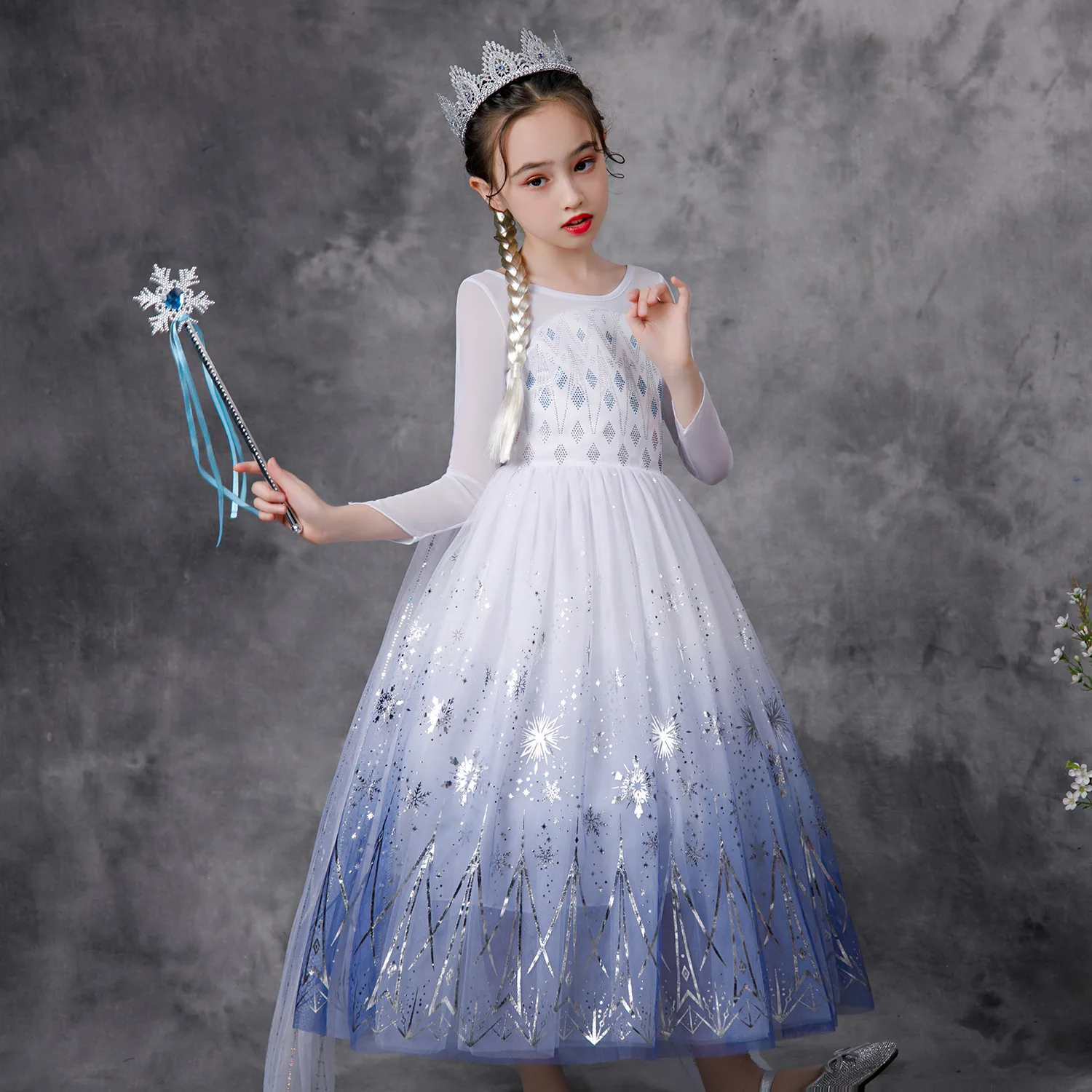

Elsa Anna Cosplay Costume Outfit Long Sleeve Kids Clothes Princess Elsa Party Dresses