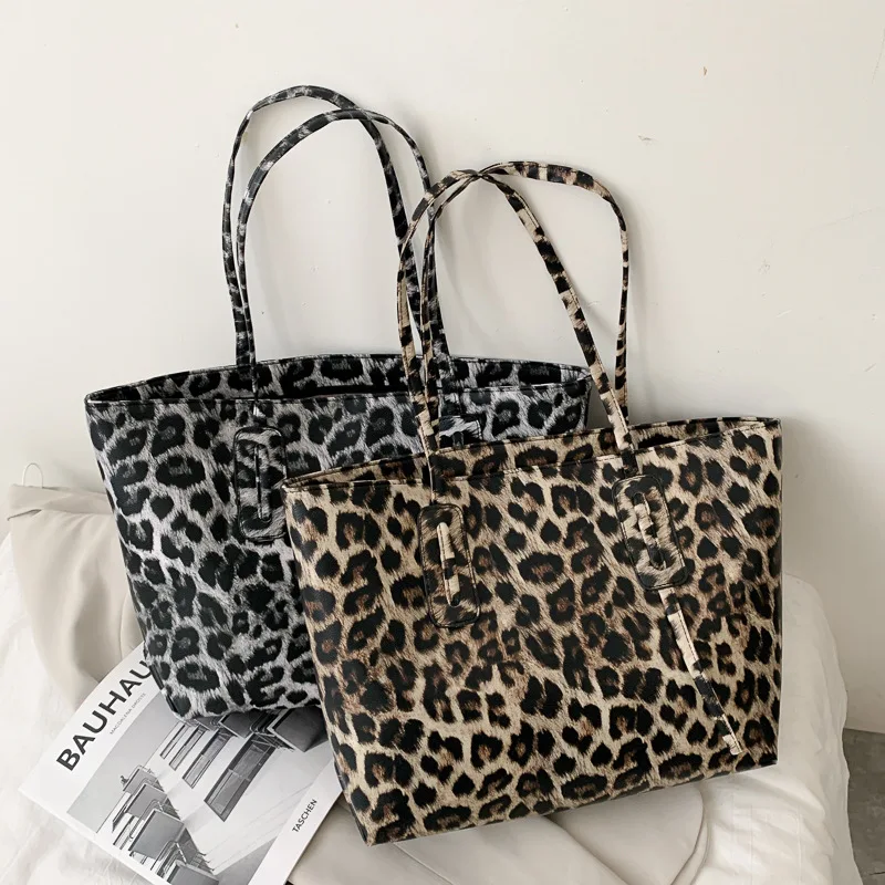 

Hot Sale Leopard Printed Canvas Women Tote Bags Big Size Casual Travel Shopping Bag for Young Lady, Stock colors