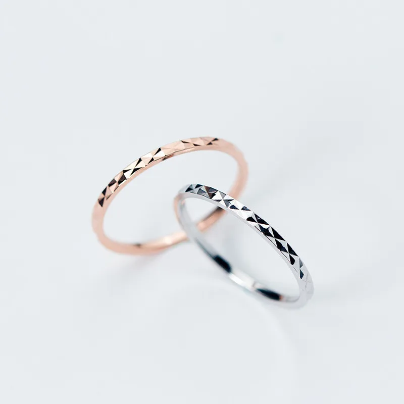 

0.1CM Width Simple Design Geometric Gypsophila S925 Women Finger Rings Rose Gold Color 925 Sterling Silver Thin Tail Ring, Picture