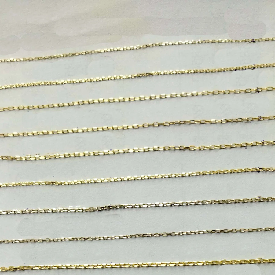 

wholesale AU375 yellow 9K link cable chain diamond cut 9ct solid gold chain in roll for jewelry making