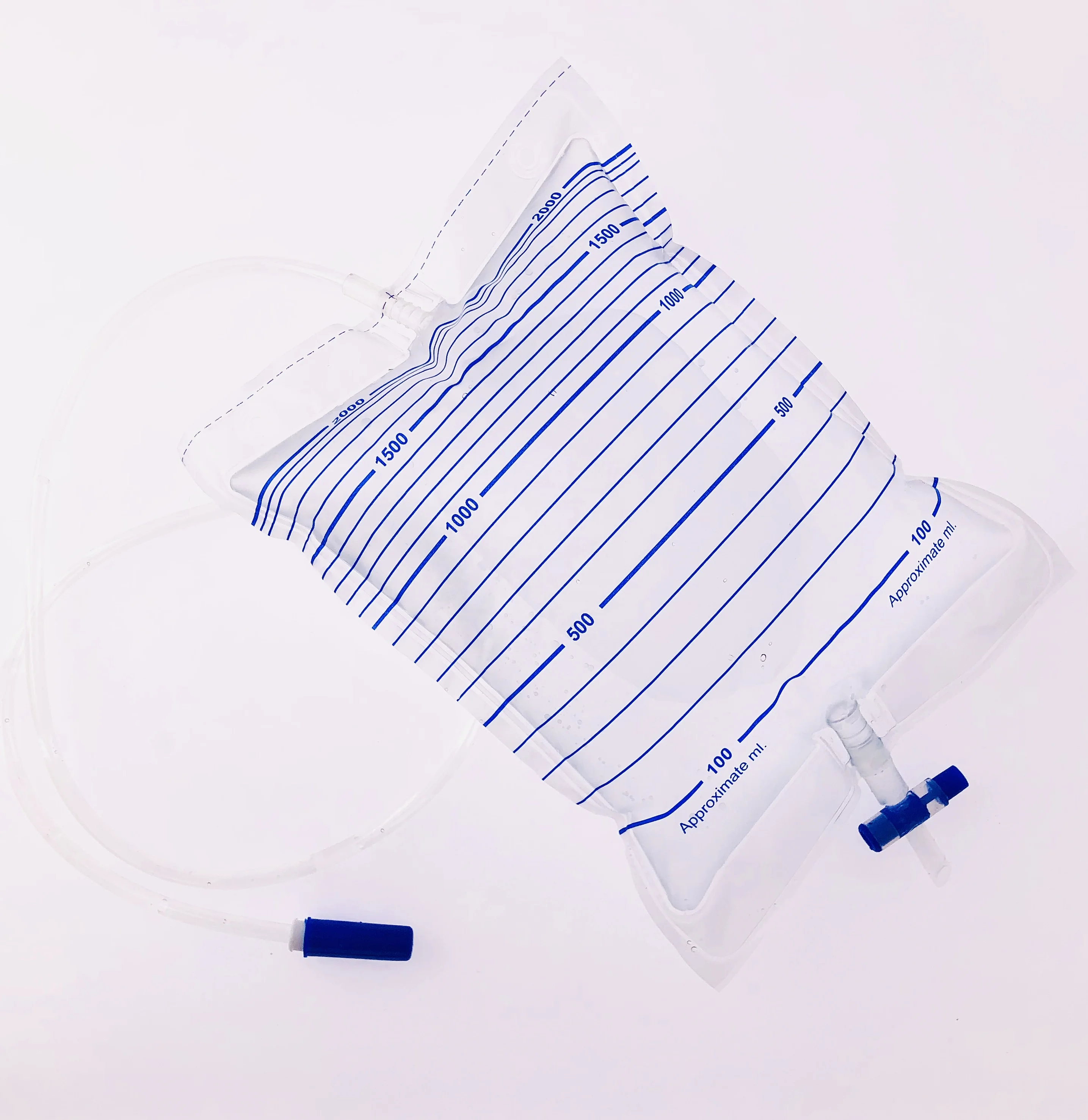 
Greatcare Medical urinary drain bag with T valve transparent films 2000ml urine bag 