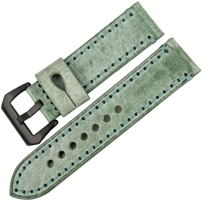 

MAIKES Fashion Wholesale Watchband Replacement Bracelets Green Women Men Genuine Leather Watch Strap