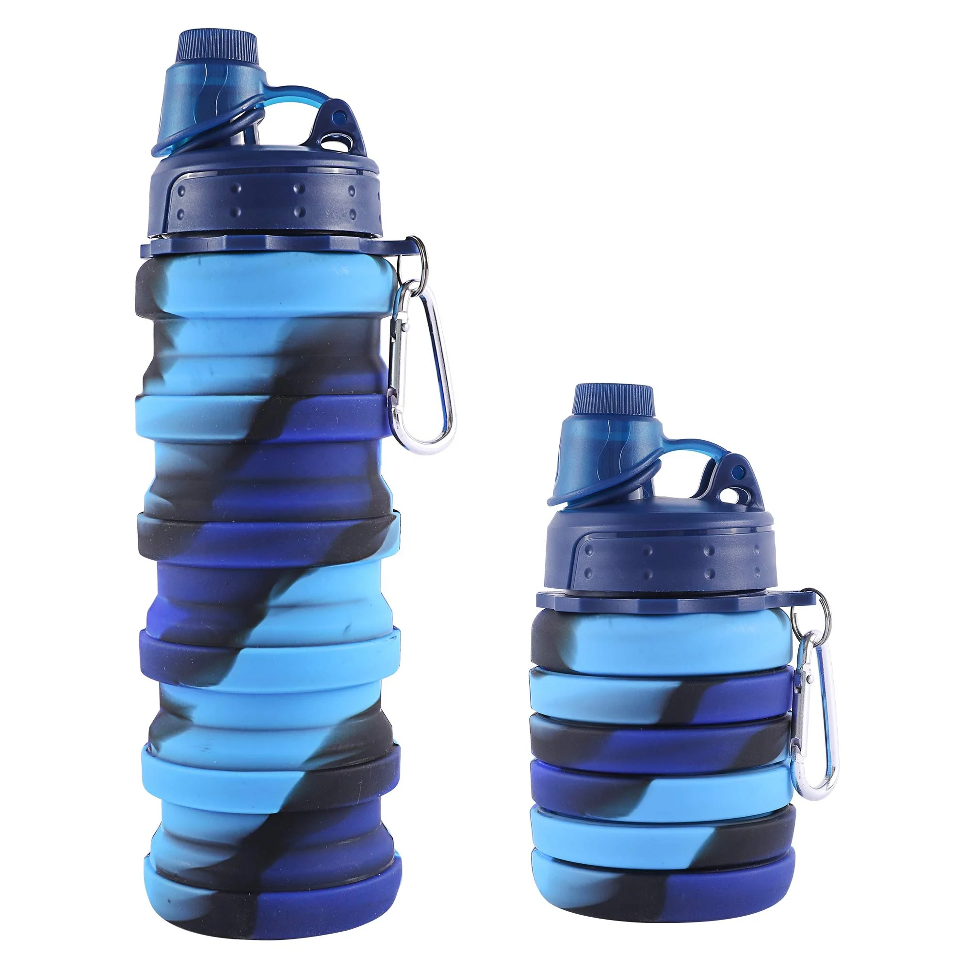 

Travel Camping Hiking Rainbow Collapsible Sports Water Bottle for Kids Reusable BPA Free Silicone Foldable Water Bottles