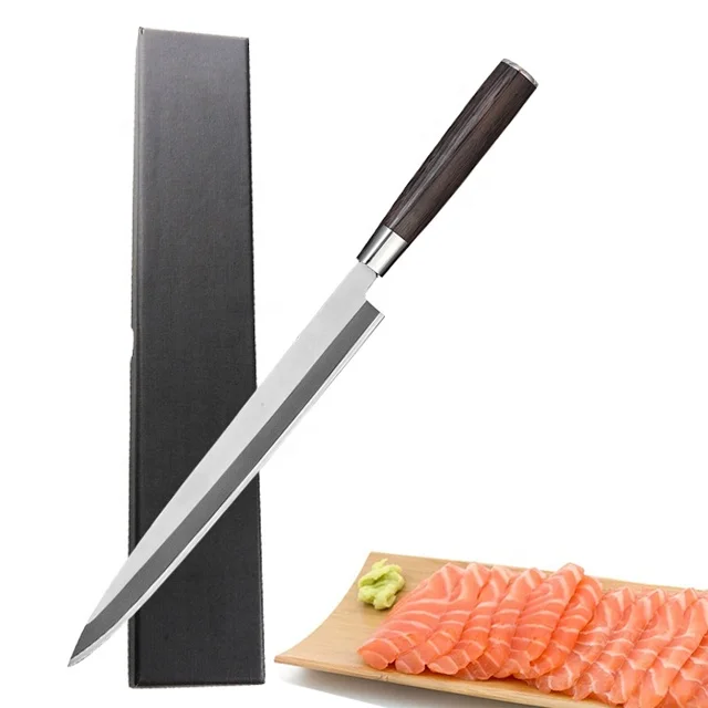 

hot sell in amazon 300MM size janpan kasumi sashimi shark fish knife with wenge wood handle