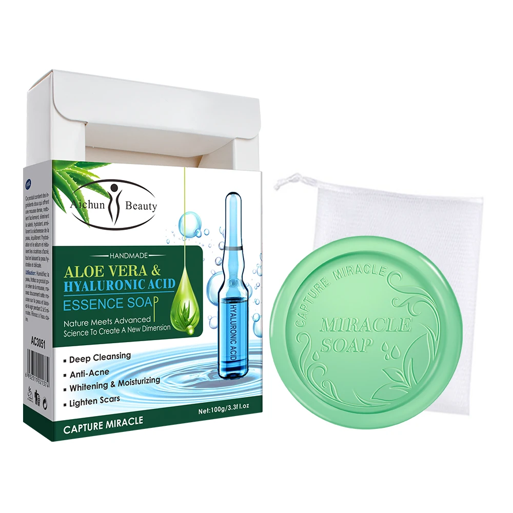 

Wholesale Handmade Skin Whitening Deep Cleansing Aloe Anti Pimple Hyaluronic Acid Face Body Soap