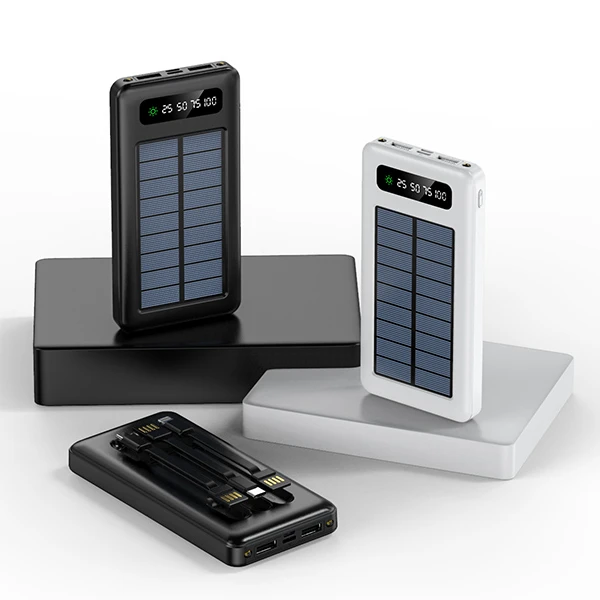 

wholesale dual usb li-polymer solar power bank portable 10000mah solar power bank flashlight, Black/white