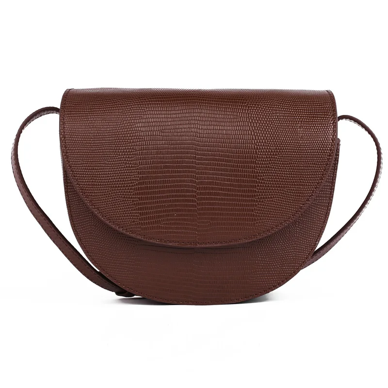 

2021 New Women Genuine Leather Women's Messenger Shoulder Retro Saddle Bag, Black, red, brown