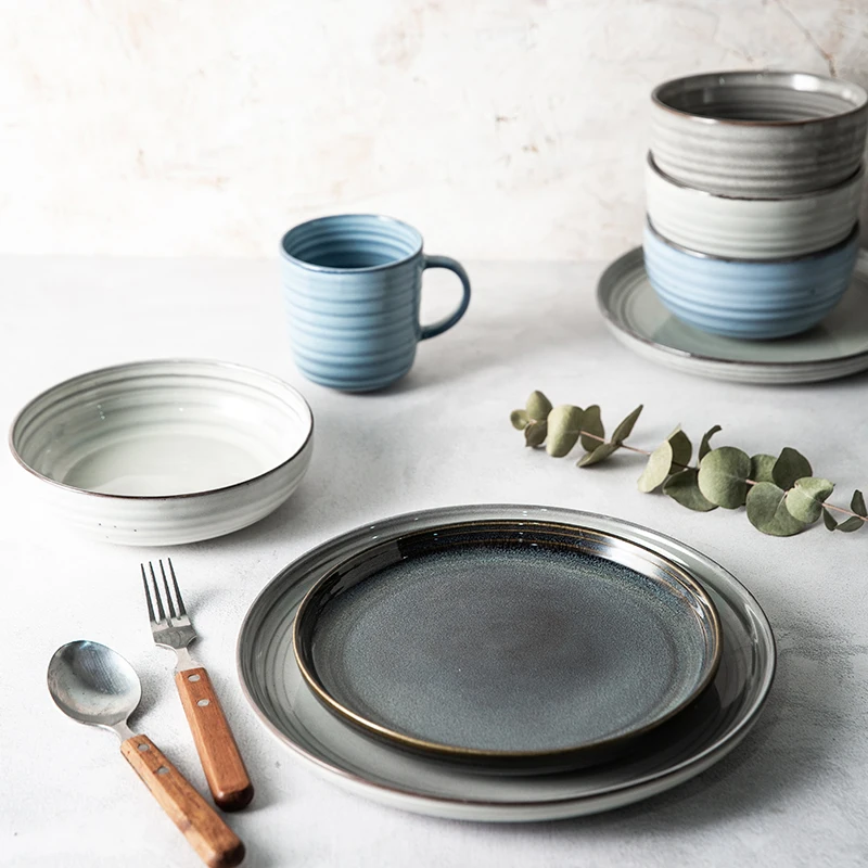 New Design Cheap Reactive Glazed Ceramic Dinnerware Sets For