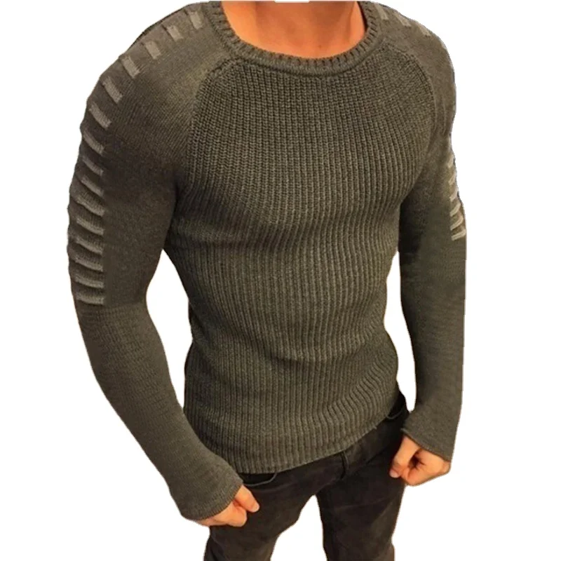 

Autumn and Winter Men's Slim Long Sleeve Round Neck Sweater Jacket Men Round Collar Sweater