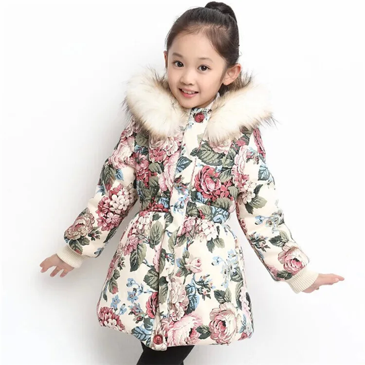 

Explosion mid-long floral full collar kids set clothing winter 2020 girls clothes, 10 colors available