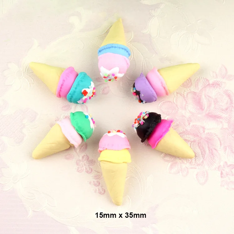 

hot sale colored 3d artificial ice cream cone polymer clay charms for keyring