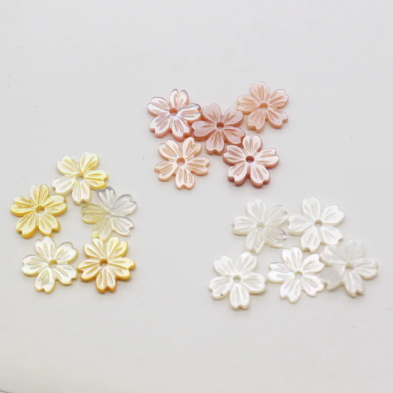 

8mm Carved White Pink Yellow Mother of Pearl Center Drilled Flower Beads Sea Shell 5-petal Flowers Shell Accessories