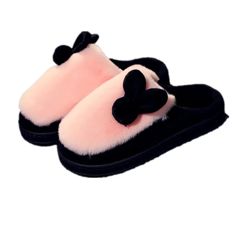 

Women Comfy Thick Soft Soled Winter Slippers Cotton Wool Fluff Slides Warm Non-Skid Indoor Outdoor Flat, Solid color