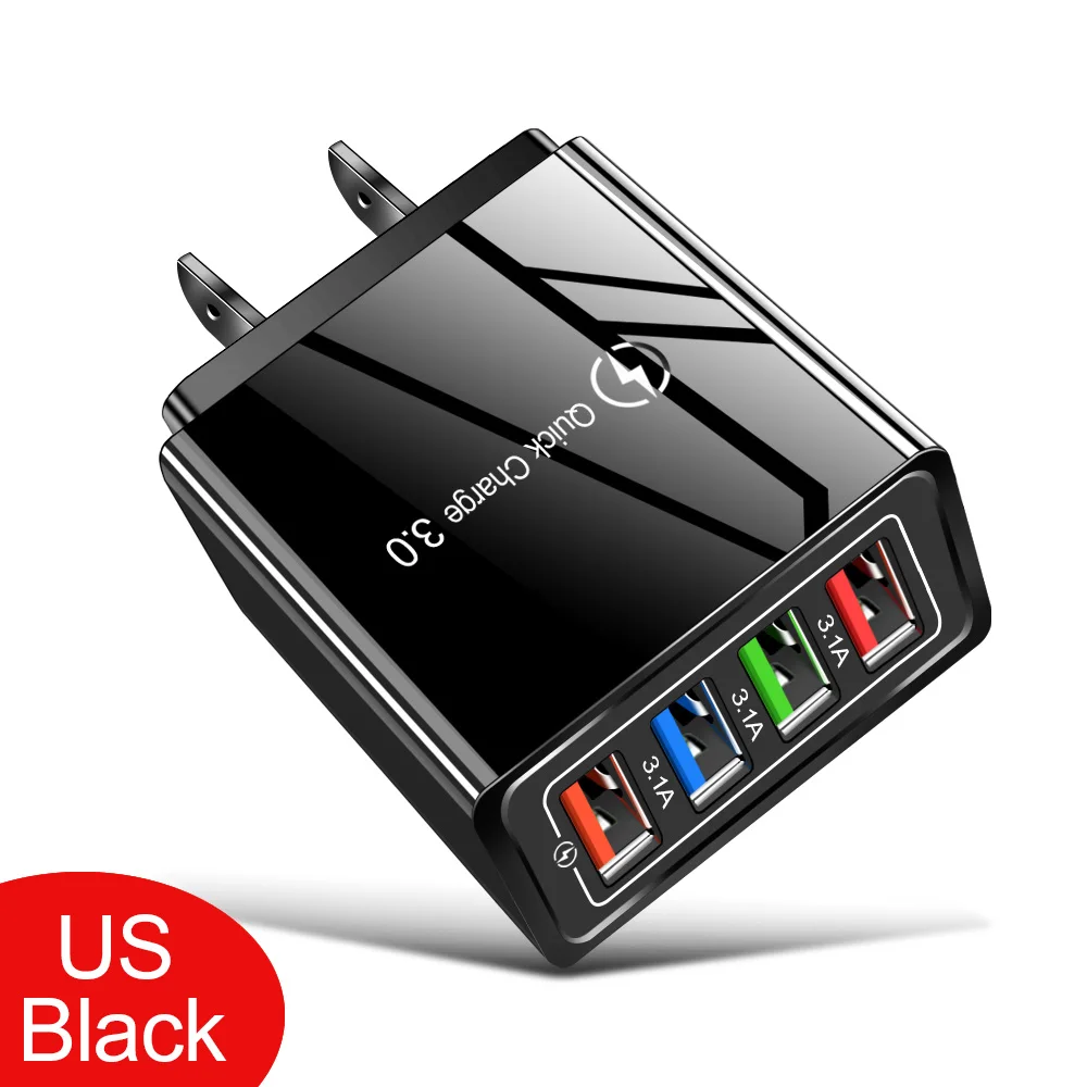 

4 Quick Charge 3.0 4.0 Port Charging Wall Adapter for Iphone Xiaomi Samsung Mobile Phone Qc Ce with Cable Usb Fast Charger