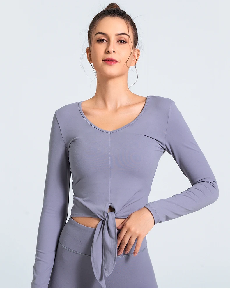 Hot Sale Long Sleeve Loose Workout Yoga Wear Sexy Fitness Clothes Women Gym Top Fitness Apparel 