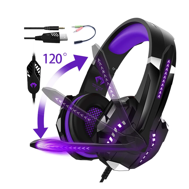 

Best Cheap Headphones PS4 Noise Cancelling LED Colorful Gaming Headset Gaming Headband Headphones With Mic For PC XBOX