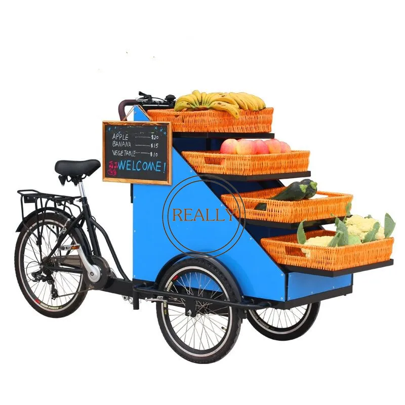 

Food Tricycles Mobile Food Cart Street Mobile Bicycle Vending Carts Electric Fruit Bike For Sale, Bule
