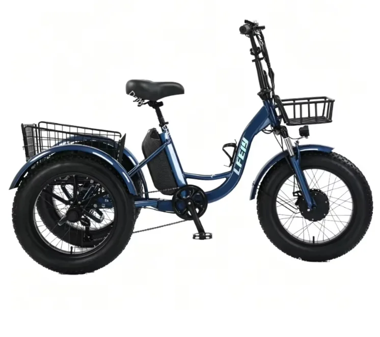 Electric Tricycle for Adult 3 Wheels 500W 48V Fat Tire Electric Cargo Bicycle Ladies Waterproof and Anti-Theft Battery Removable
