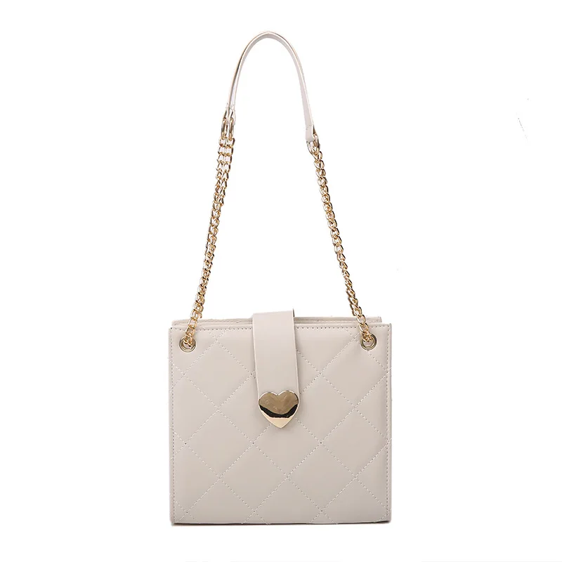 

2021 Fashion Women's Bag Rhombic Chain Handbags Leather Totes Purse Chain Luxury Brand Shoulder Bag Small Square Messenger Bag, White,red,black