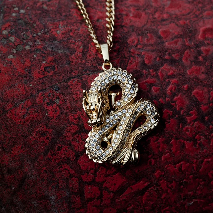 China Handicraft Good Quality Crystal Dragon Zircon Pendant Necklace