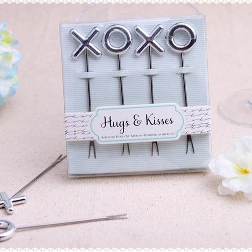 

Wedding favor and gift - Hugs & Kisses XO fruit fork Stainless Steel Shape Metal Fruit Fork, As the pictures